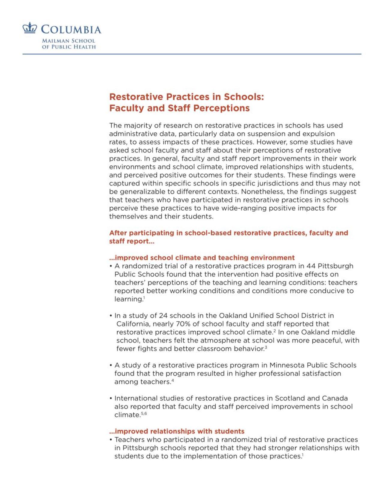 Fact Sheets | Columbia University Mailman School of Public Health