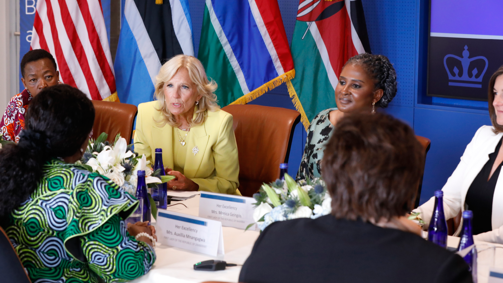 U.S. First Lady Dr. Jill Biden at a roundtable with First Ladies from African nations