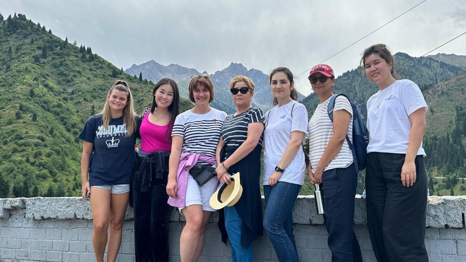 Global Health Certificate student Summer Lykins with colleagues at Medeu in Almaty, Kazakhstan during an office retreat.