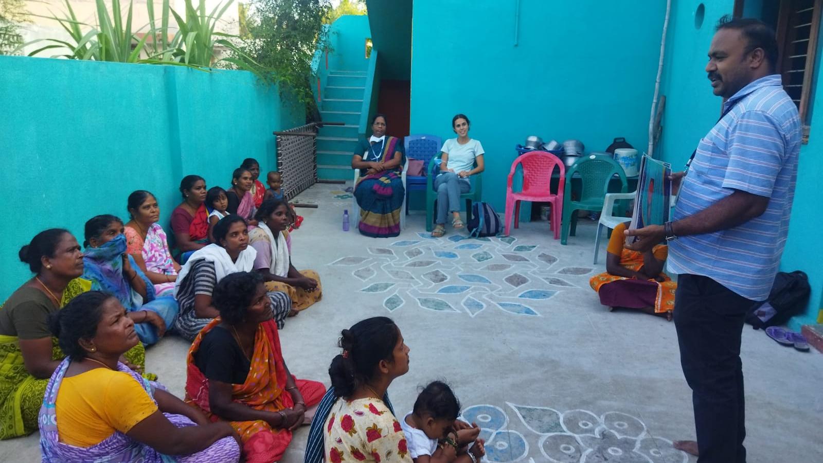 Meritxell Malafre talking about cervical cancer in Tamil Nadu, India