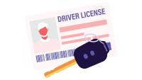 graphic of a driver license and keys
