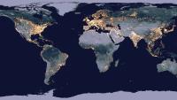 Satellite view of the world at night.