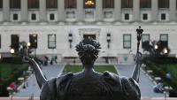 Alma Mater statue on Columbia Campus