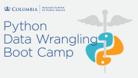Python Data Wrangling Boot Camp logo with a serpant and a staff in the background