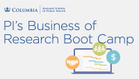 PI's Business of Research Boot Camp logo with a laptop, handshake, and group studying graphic in the background