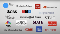 logos of media outlets where faculty are quoted