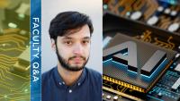 Collage: headshot of Daniel Malinsky, circuit boards, and text "Faculty Q&A"