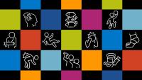 A grid of colored blocks and icons of various injury types