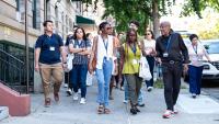 Students join Dr. Fullilove and Ana Jimenez-Bautista for a community walk