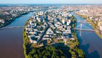 Nantes city between the branches of the Loire river aerial view in Loire-Atlantique region in Francen Loire-Atlantique region in France