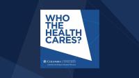 The logo for Who the Health Cares? podcast