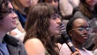Student speaking at an event
