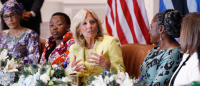 U.S. First Lady Dr. Jill Biden at a roundtable with First Ladies from African nations