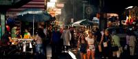 A busy sidewalk in Jackson Heights, Queens