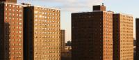 Red brick public housing apartment towers