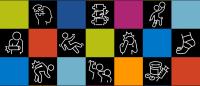 A grid of colored blocks and icons of various injury types