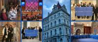 A collage of photos of students in the New York State Capitol building in Albany