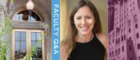 A photo collage of Rachel Shelton and images of the Columbia Mailman campus with the text "Faculty Q&A"