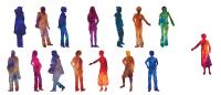 Illustration of brightly colored silhouettes