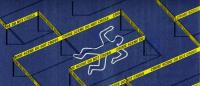 illustration with a chalk outline of a person and caution tape