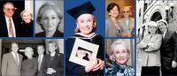 Montage of photos of Phyllis Mailman. Center photo depicts her in cap and gown.