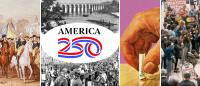 Collage of historical images of public health moments with America 250 logo