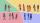 Illustration of multicolored figures in silhouette on multicolored background 